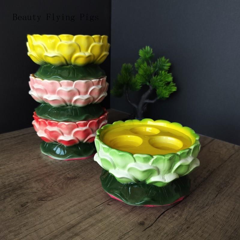 1PCS Ceramic Lotus Samsung Lamp Holder Household Candle Holder Lamp Disc Three Hole Lamp Holder