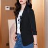 Solid Color Thin Blazer Women Three-Quarter Sleeve Spring and Summer Slim Short Suit Jacket One Buckle Blousers White