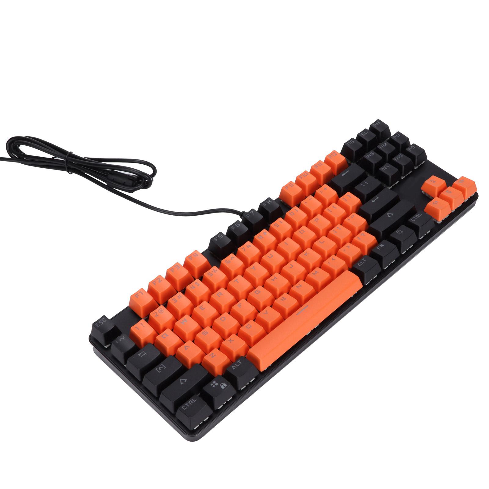 

Механическая игровая клавиатура 87 клавиш 9 режимов подсветки Проводная USB клавиатура с подсветкой для ПК-геймеровOrange разноцветный