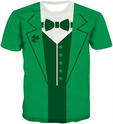 Ireland St. St. Patrick's Day T-Shirt Herren 3D-Druck Rundhals Kurzarm T-Shirts Fake Smoking Kostüm T-Shirt Streetwear Herren Oberteil