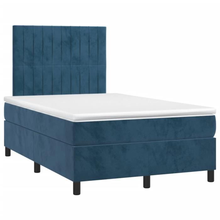 3143137 vidaXL Bed with Box Spring and Mattress Dark Blue 120x200cm Velvet