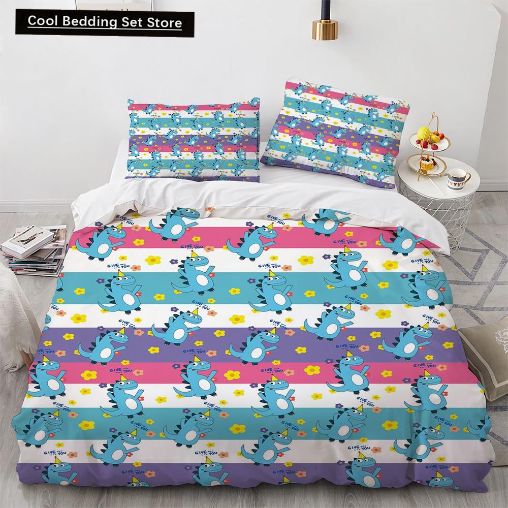 Cartoon Animals Toy Car Duvet Cover King Queen Lovely Frog Cat Rabbit Bedding Set for Kids Wildlife 2/3pcs Polyester Quilt Cover