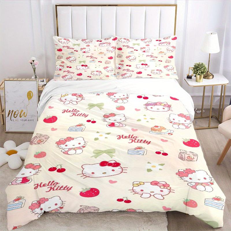 3pcs Dessert Hello Kitty Bedding Set, Including 1 Quilt Cover and 2 Pillow Shams,Soft and Comfortable Home Bedroom .W033