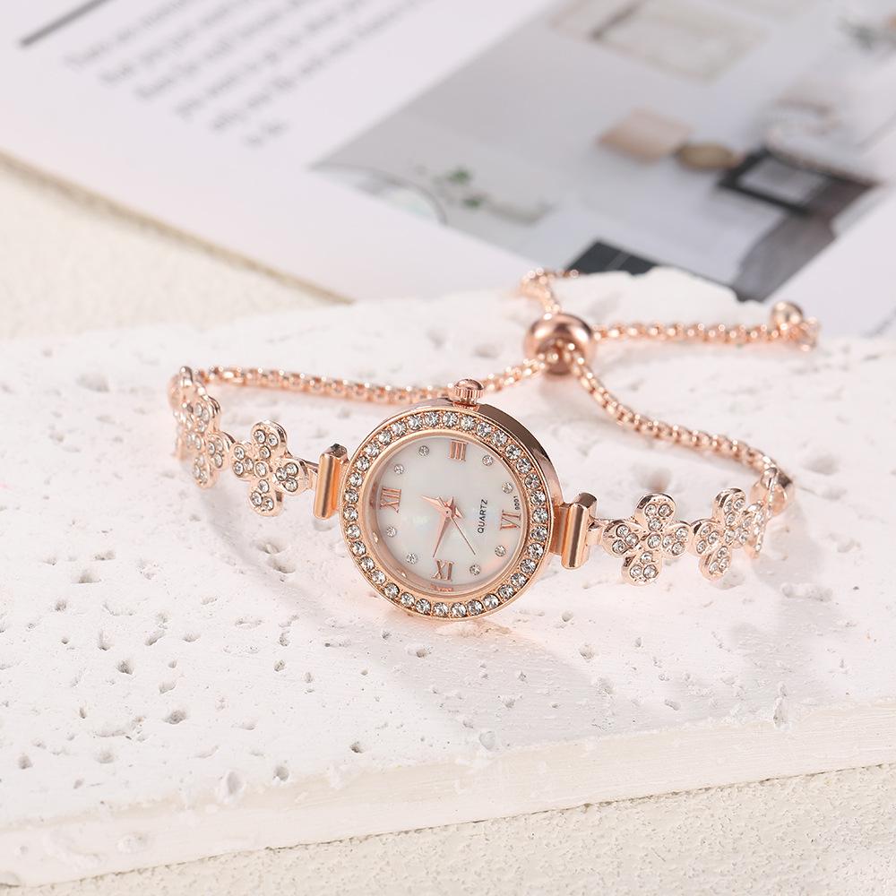 Women's Adjustable Floral Diamond-Set Wrap-Around Watch