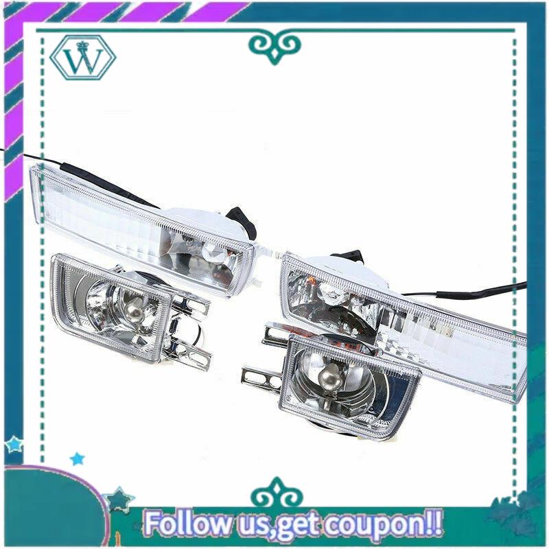 AA92-4Pcs Front Bumper Clear Fog Turn Signal Light Lamp LH& RH For Mk3 Golf Jetta 1993-1998 Transparente