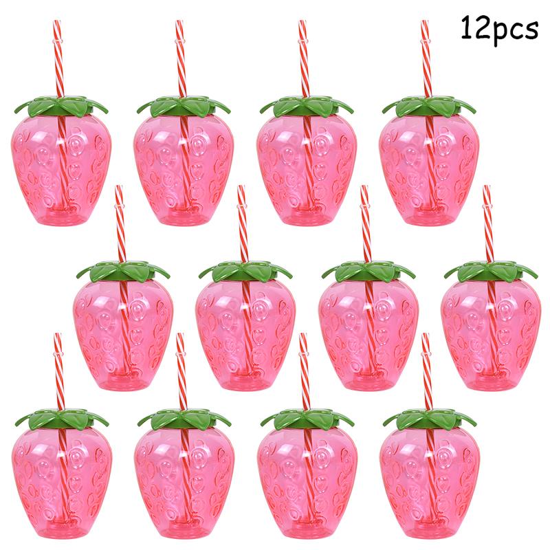 Hawaiian Summer Party Pineapple Strawberry Cup with Straw Tropical Wedding Flamingo Luau Birthday Party Decoration Drinking Cup