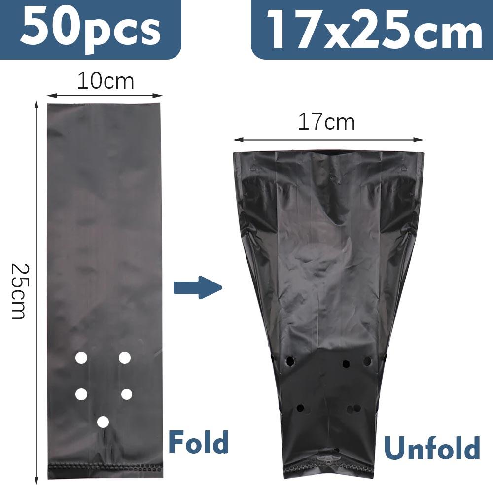 

50 шт. полиэтиленовый черный мешок для посадки рассады, дышащий горшок для выращивания саженцев, контейнер для пересадки садовых деревьев