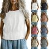 Women’s Casual Sleeveless Blouse Loose Fit Round Neck Pullover Top Lightweight Crinkle Texture Relaxed Style Shirt for Daily Wear