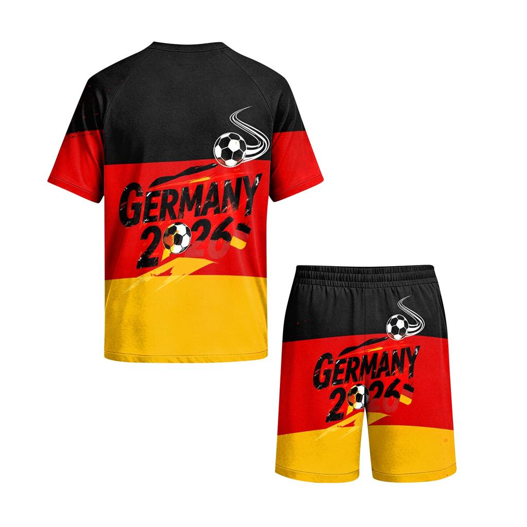 Conjunto de Pijama para Hombre de Manga Corta y Pantalones Cortos Ligero Cómodo Ropa de Dormir con Diseño de Fútbol Estampado para Uso Casual en Casa
