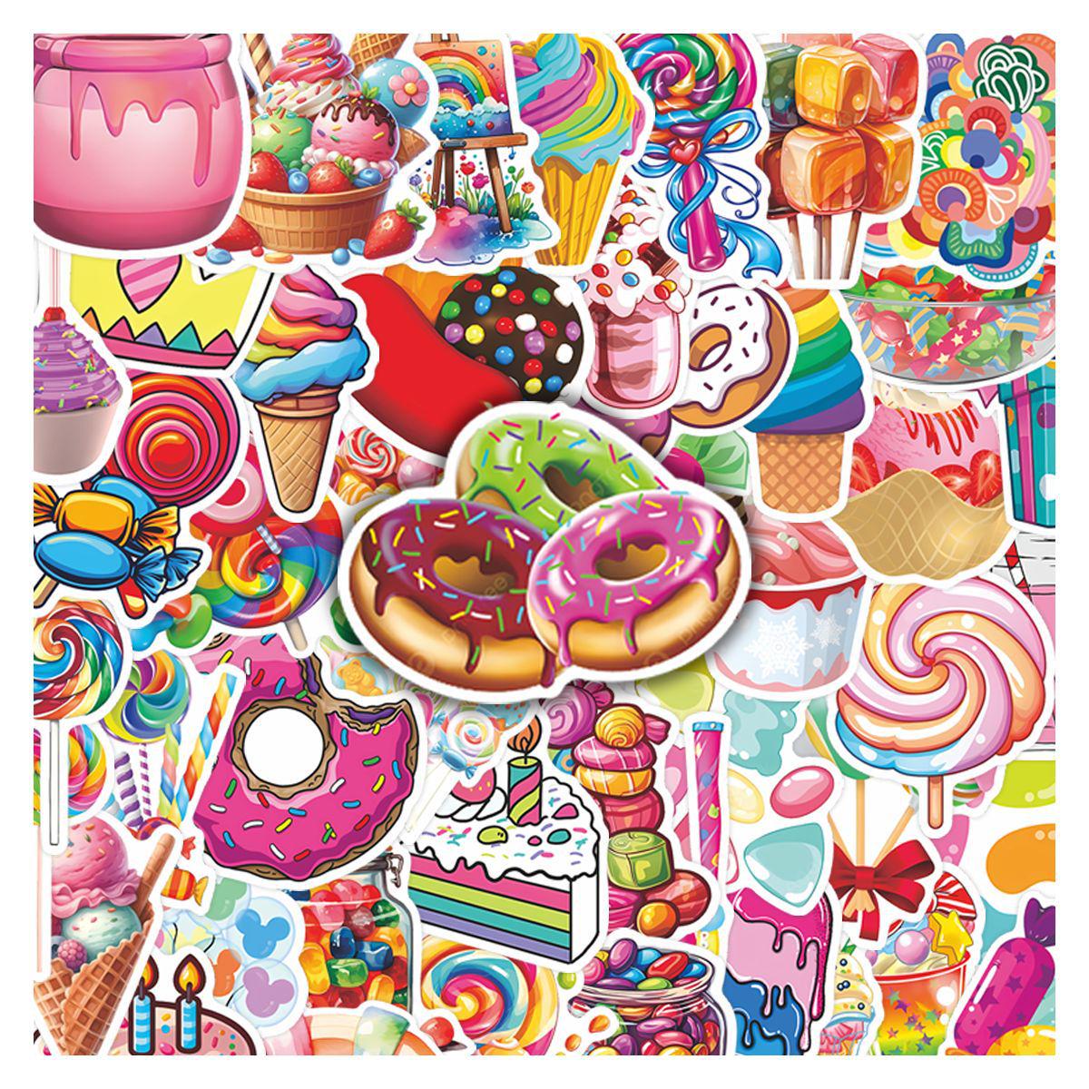 50 Cute Candy Dessert Stickers: Waterproof, Creative DIY for Journals & Suitcases No