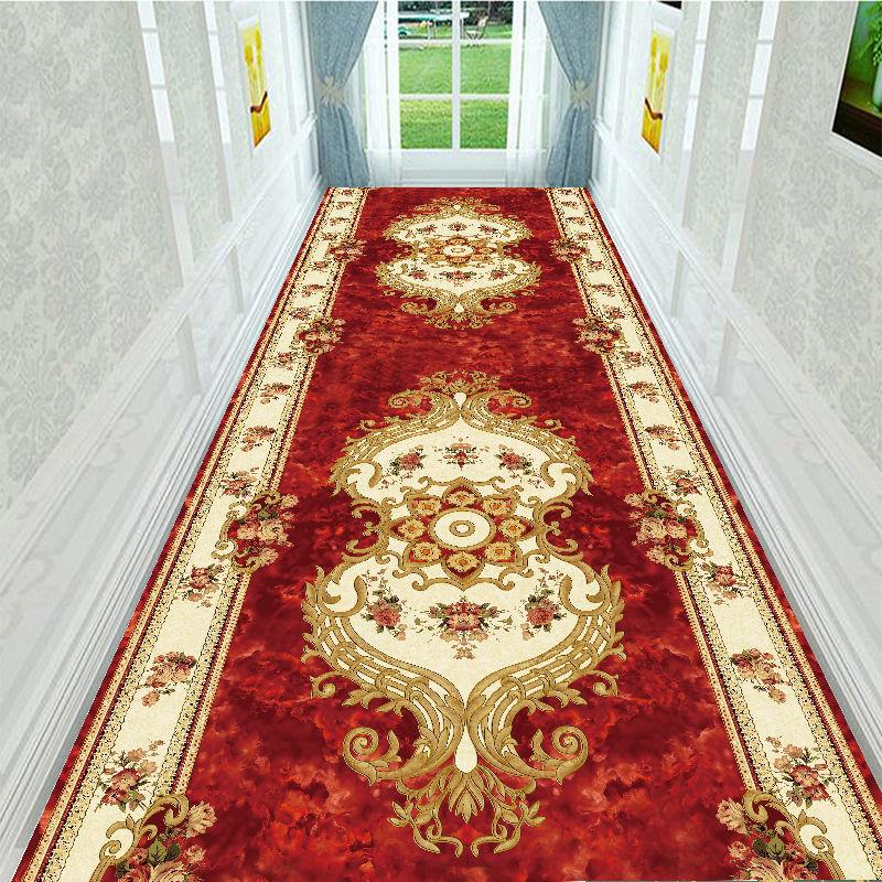 Retro Long Corridor Carpet Runners Aesthetic Luxury Hotel Hallway Decoration Home Aisle Non-slip Long Mat Walkway Rug Washable