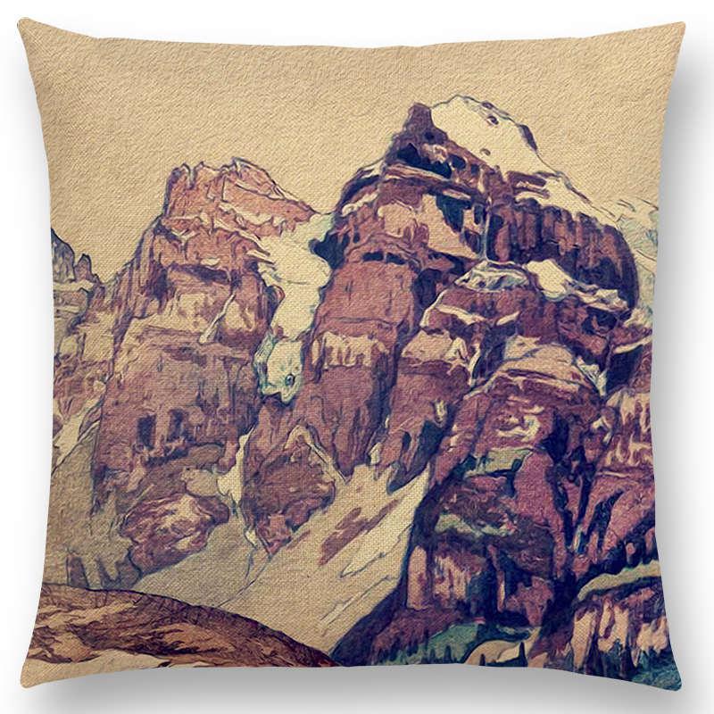 Mount Fuji Spring Pillow Cover Landscape Painting Cushion Cover Four Seasons Nature Scenery Fuji Mountains Sofa Pillow Case