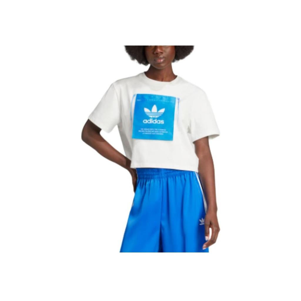 Adidas Originals Ksenia Schnaider Fashion Loose Short Sleeve Drop Shoulder T-Shirt Women Tops White IW5662