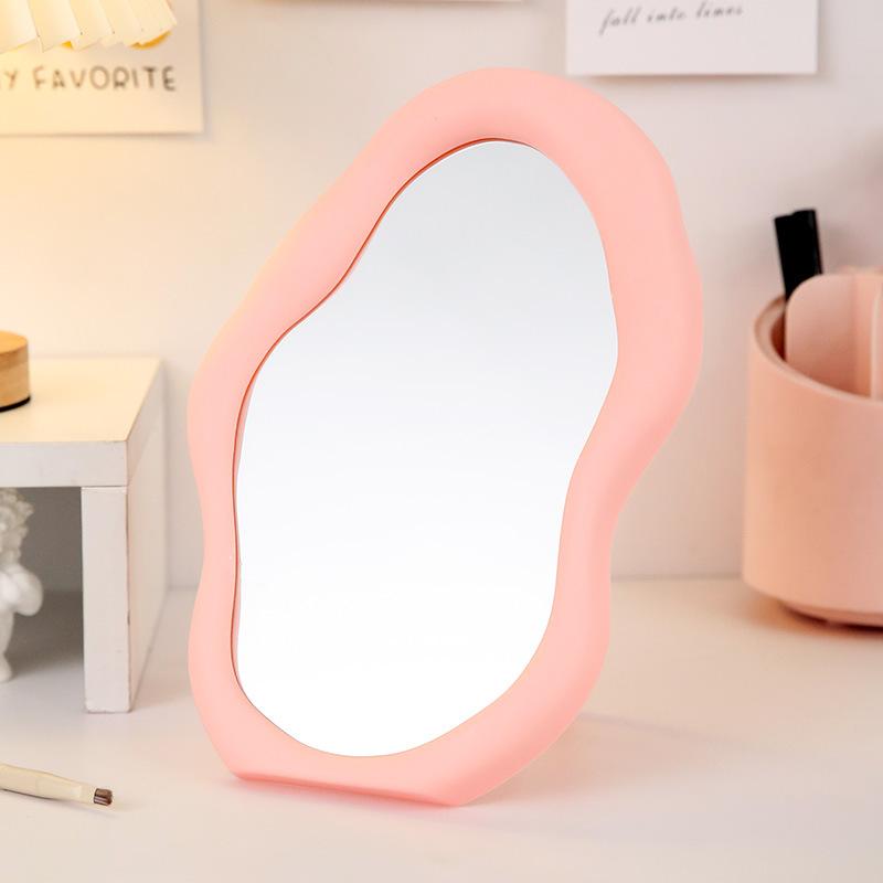 

Cream-Style Irregular Mirror Cute Cloud-Shaped Vanity Mirror Foldable Wall-Mounted Irregular Desktop Tabletop Makeup Mirror