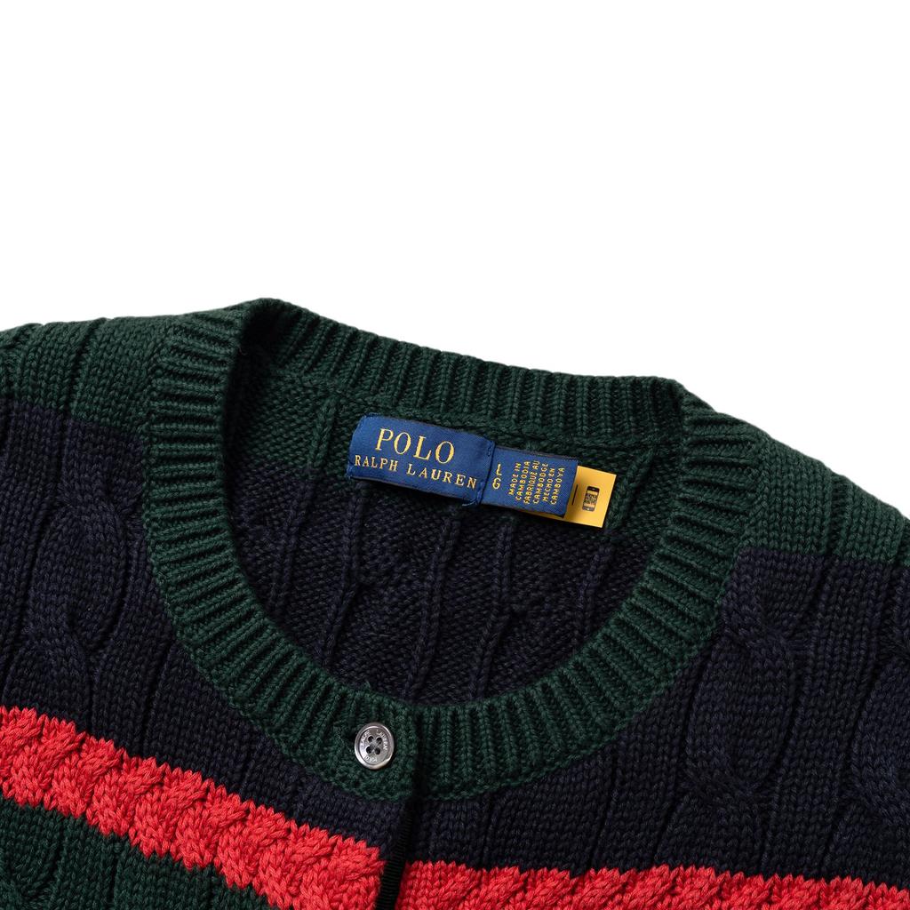 Polo Ralph Lauren Color Block Striped Button Down Long Sleeve Knit Sweater Women Sweater 211A89539-001