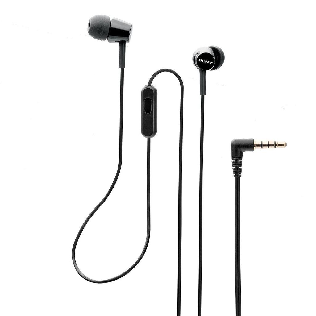 Sony MDREX155AP Ohrhörer mit Mikrofon zum Telefonieren, schwarz, In-Ear-Kopfhörer/Headset (MDR-EX155AP/B)