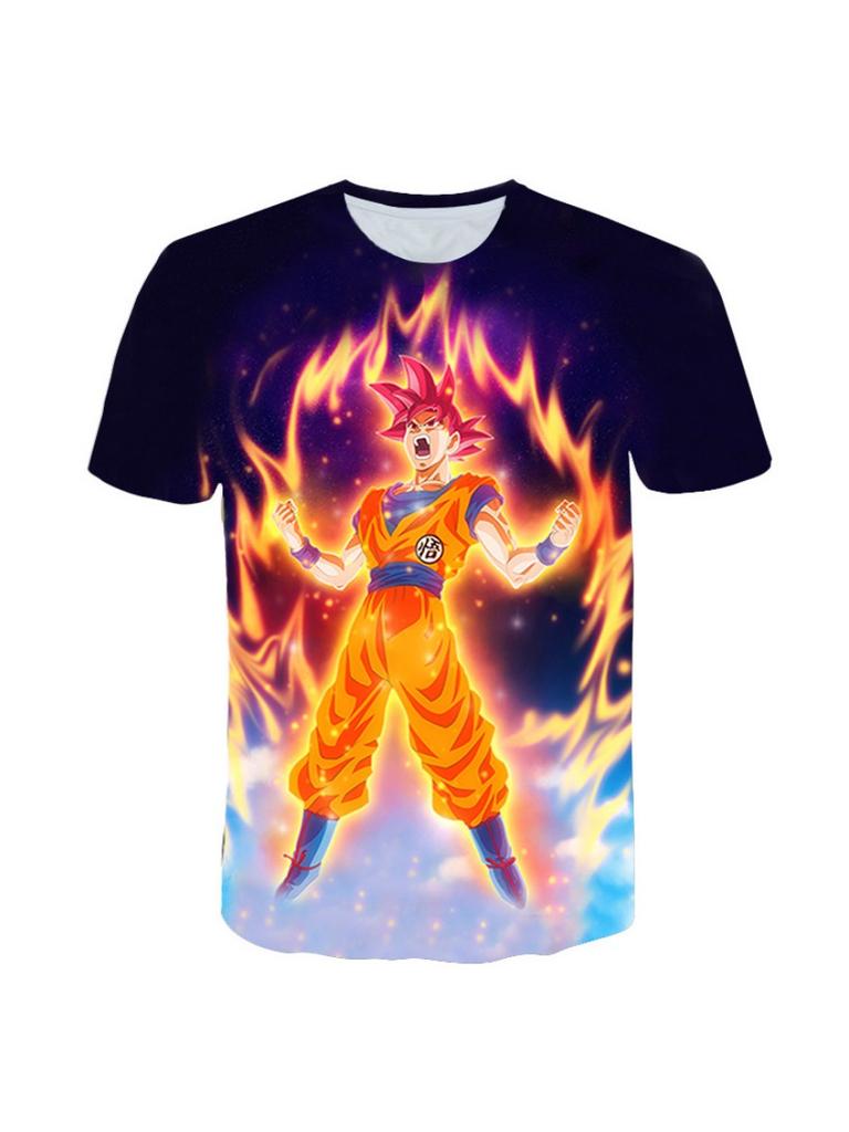 Summer 3D Print T-shirt Anime Character Son Goku Super Saiyan T-shirt Boy Children's Clothes T-shirt