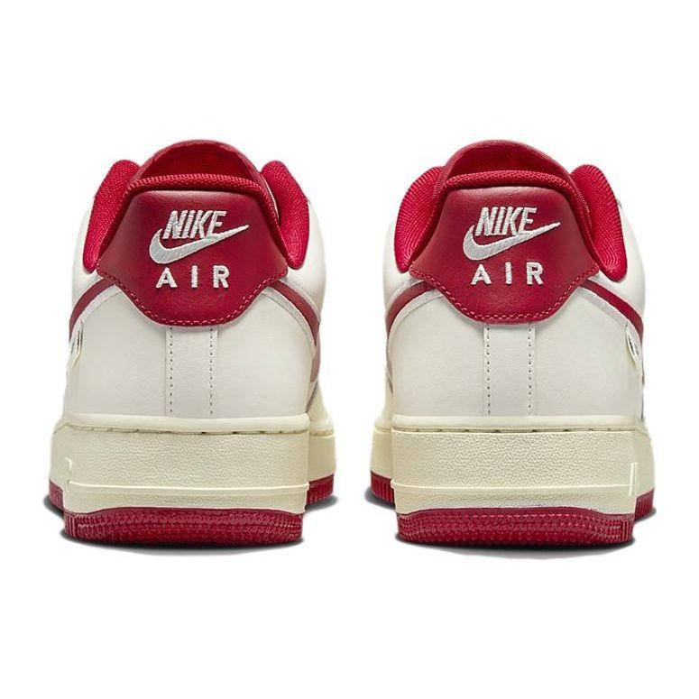 Nike Air Force 1 07 Sail Gym Vermelho Bordado Swoosh Tênis Unissex Creme Coco-Leite Flat-Pewter FV0392-101