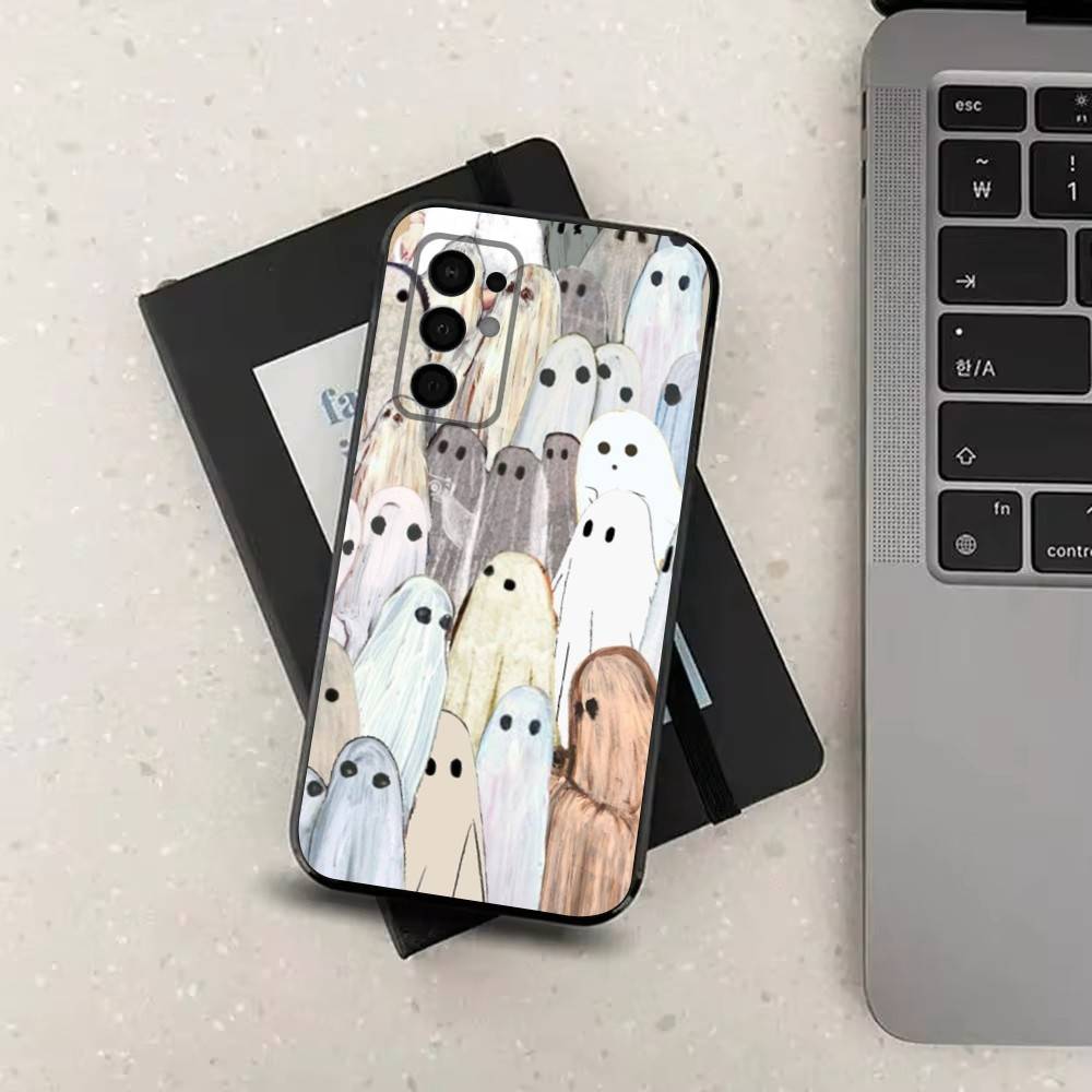 Lovely Ghost Case For Samsung Galaxy A73,72,41,J7,22,Note,31,8,9,52,71,53,32,Soft Black Silicone Cover