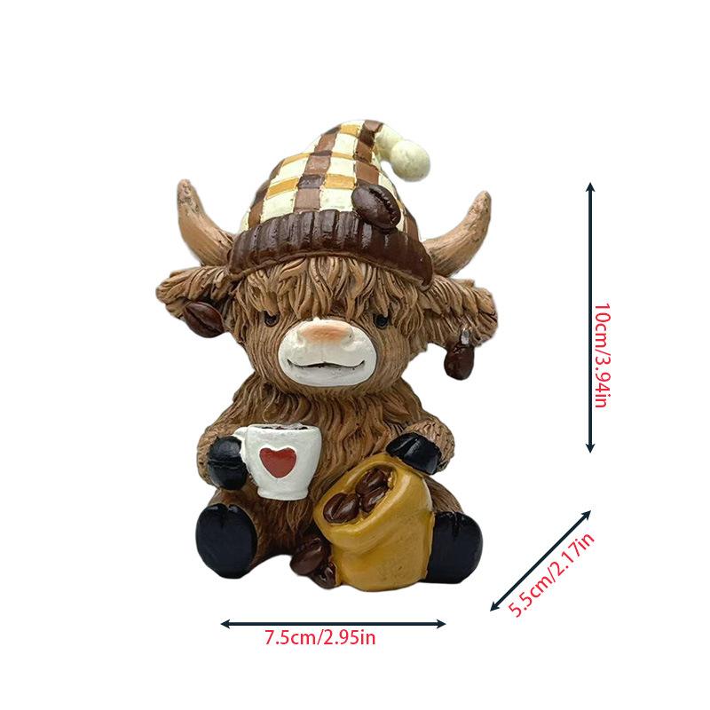 

Highland Cow Statue Coffee, Highland Cow Dwarf Resin, Little Cow Lover Christmas Gift A