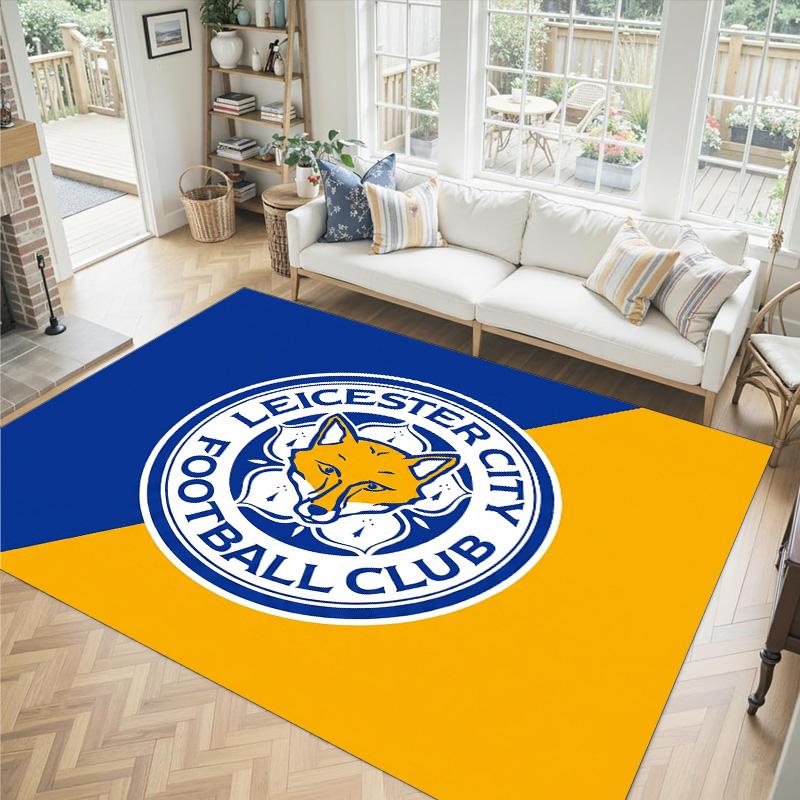 Leicester City Football Design Crystal Velvet Carpet Cozy Non?Slip Printed Rug For Bedroom Living Room Entrance
