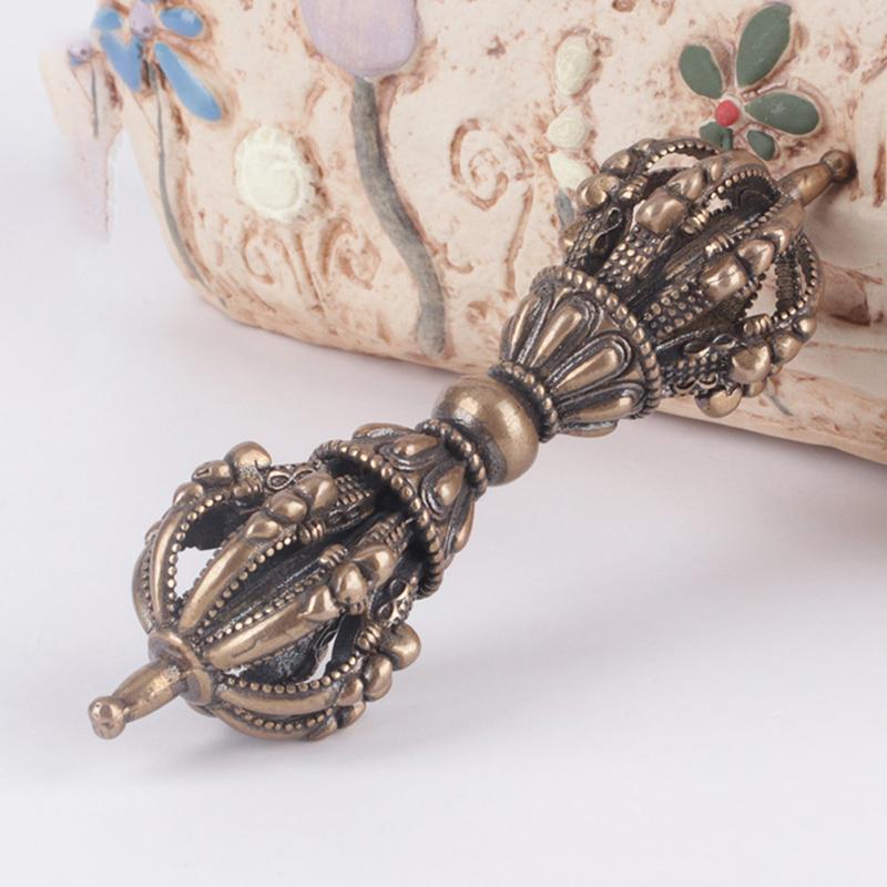 Pestello Vajra in Rame Vintage Ornamento Feng Shui Collezione Religiosa Decorazione da Scrivania