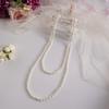 Simple double-layer pearl necklace, retro multi-layer cheongsam round bead chain, knotted three-layer short collarbone chain