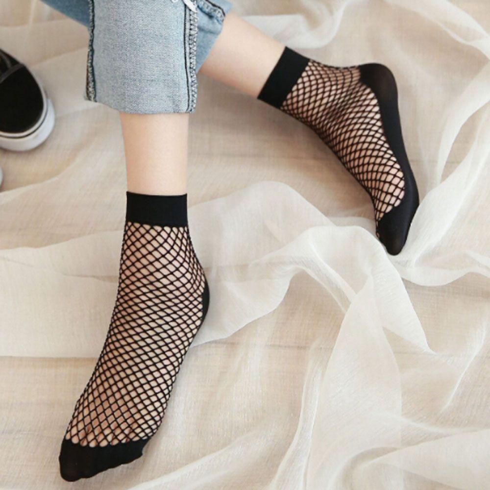 Ruffle Fashion Women Hollow Out Breathable Fishnet Socks Ankle Socks Mesh Net Socks Short Socks