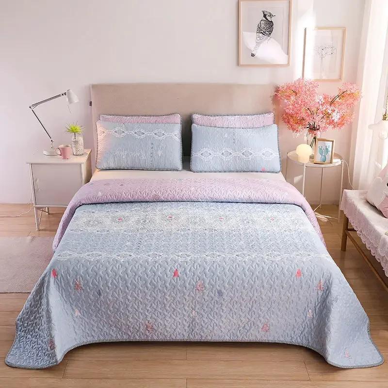 Tagesdecke Gewaschene Baumwolle Gesteppte Bettdecke Queen King Size Ländlicher Stil Rutschfestes Laken Decke Steppdecke Warm Bedruckte Bettwäsche
