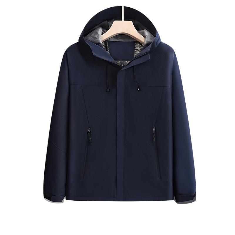 Men's Autumn-Winter Waterproof Windbreaker: Hooded Outdoor Mountaineering Jacket with Printed Logo.