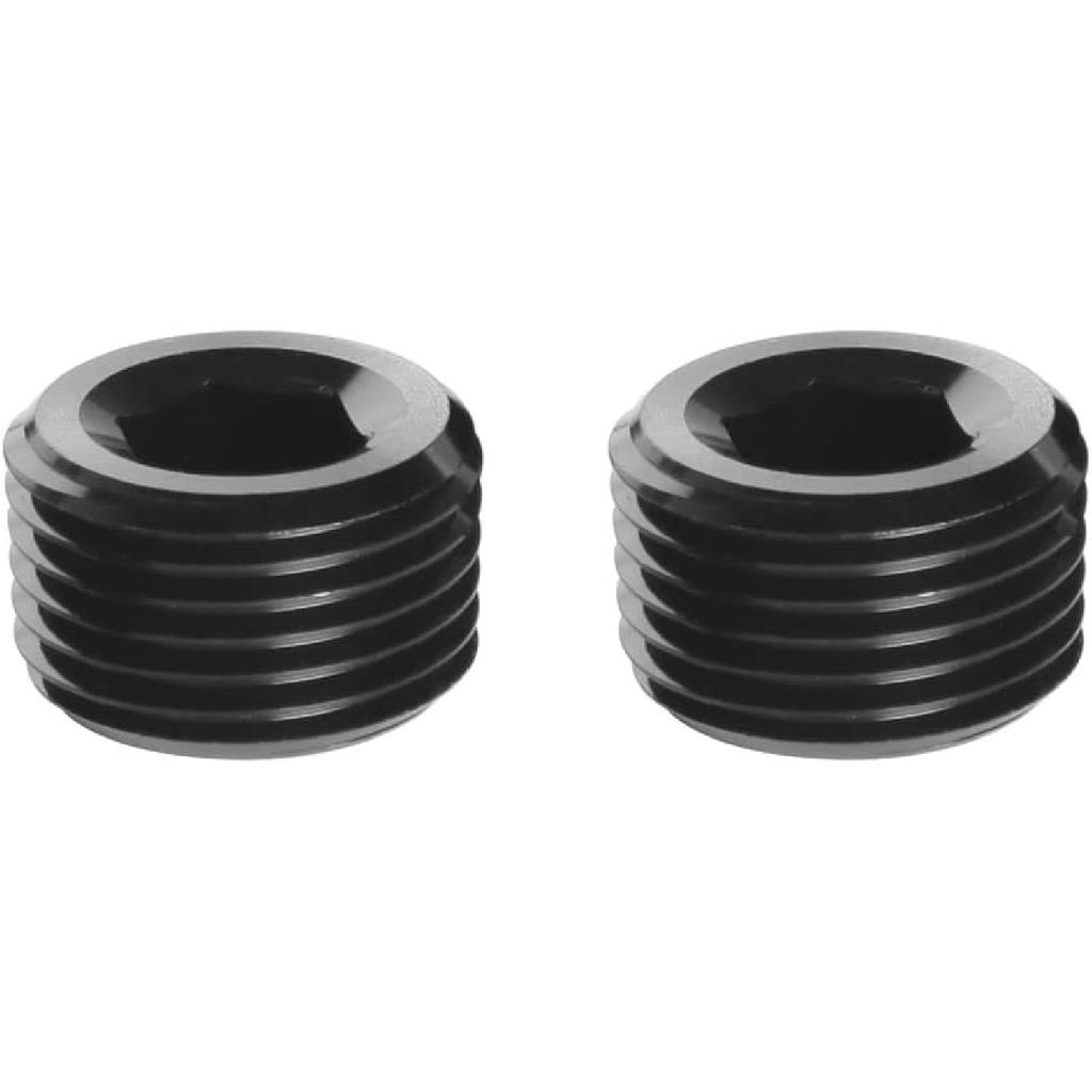 3/8 NPT Male Thread Allen Head Socket Pipe Plug Fitting Aluminum Black, Pack of 2