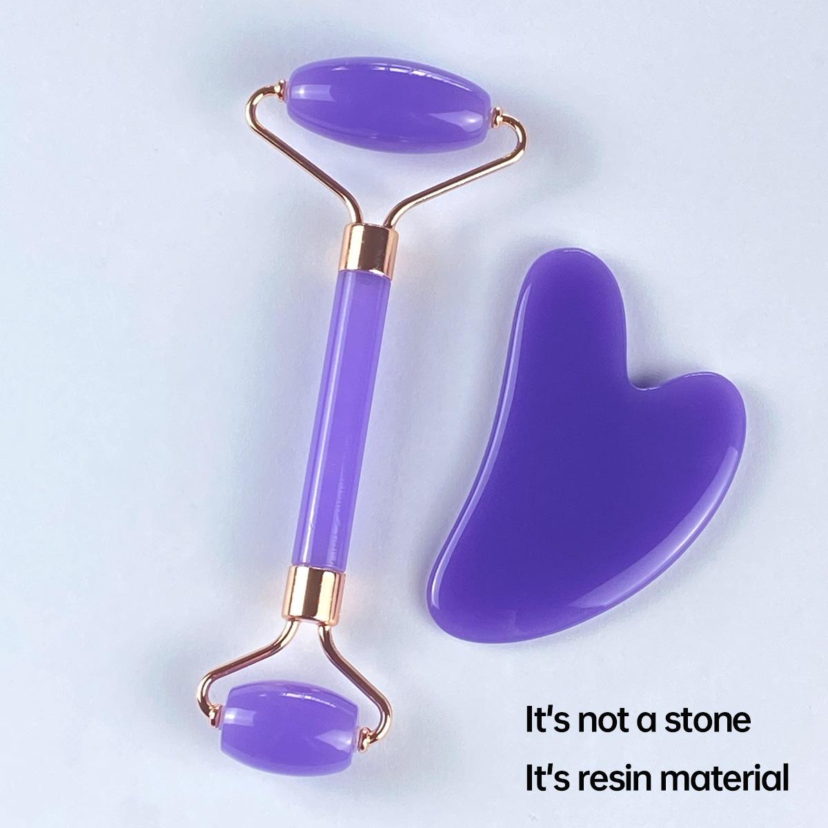 

Массажер для лица и шеи, роликовый скребок для лица, подтягивающий массажер для удаления морщин, набор для ухода за кожей вокруг глаз, набор гуаша фиолетовый