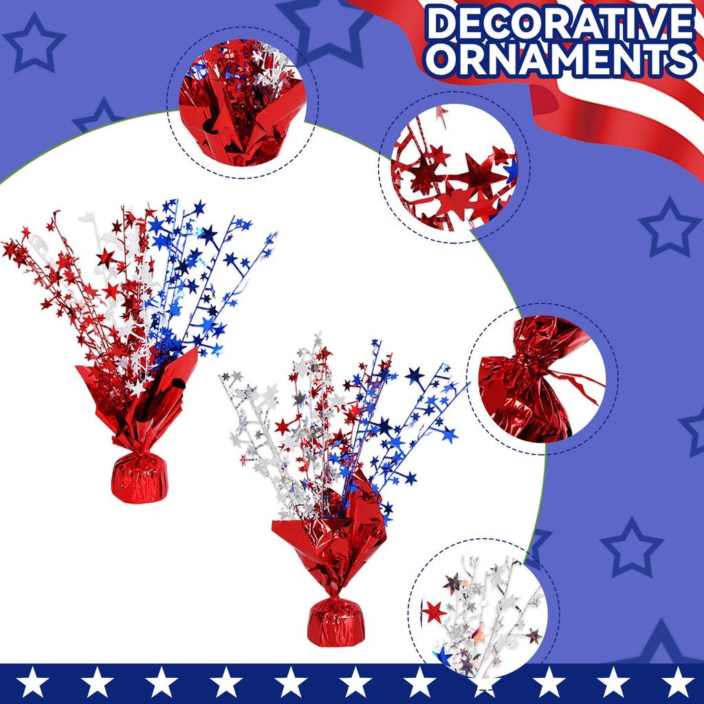 2 Packungen Metall-Kunststoff Patriotische Tischdekorationen, Rot und Blau Sternförmig, Unabhängigkeitstag Dekorationen, Feierartikel Dekorationen