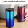 Tragbarer 304 Edelstahl-Kaffeebecher mit doppelter Vakuumisolierung, Metalltextur für Pendeln und Camping-Reisen