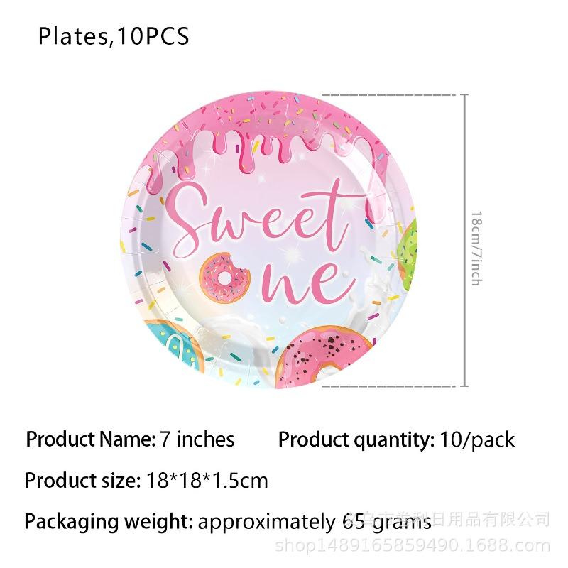 New Donuts Party Supplies Birthday Decorations Cutlery Paper Plates Tissue Tablecloths Banners Party Supplies