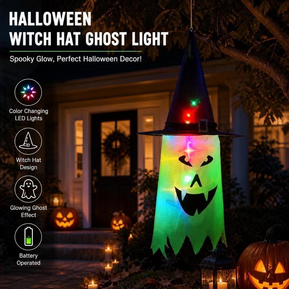 Lightweight Witch Hat Lanterns Hanging Decoration LED Glowing Light Halloween