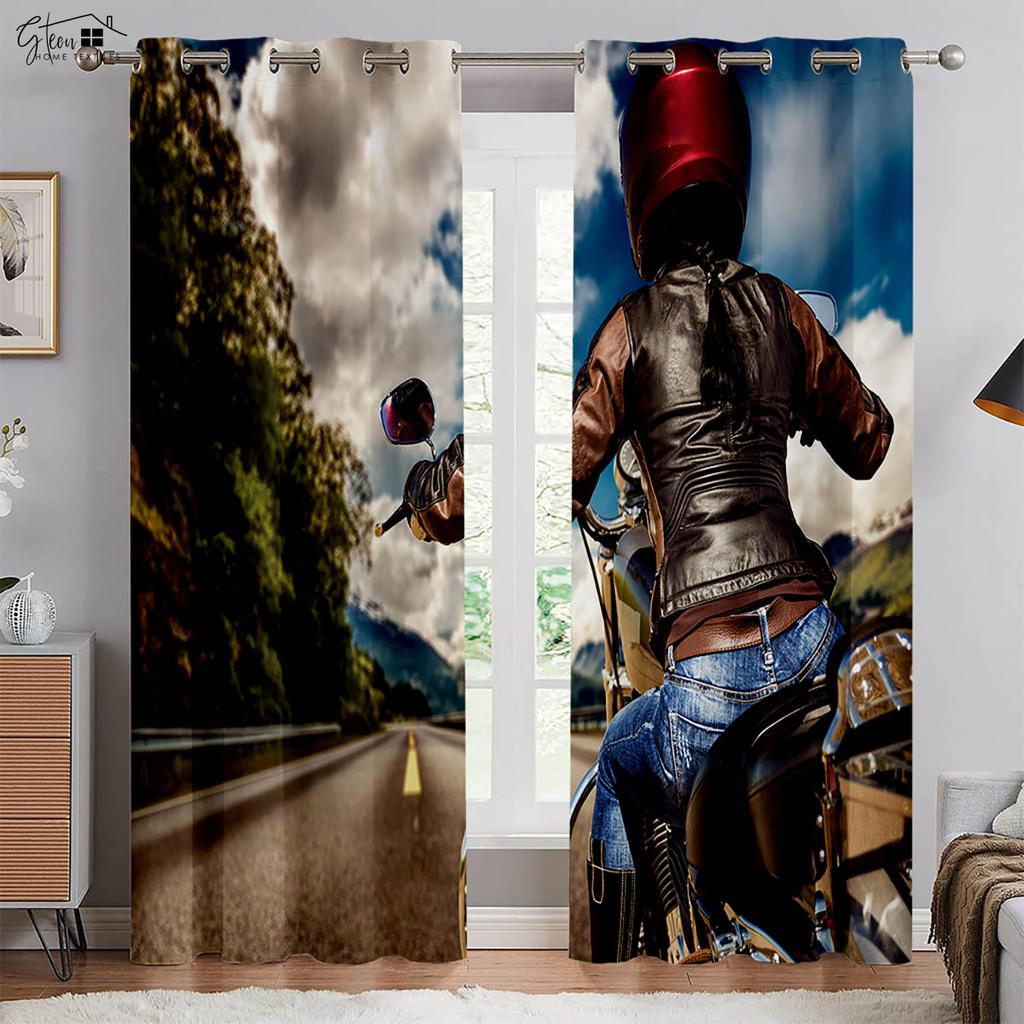 Industrial Style Motorcycle Locomotive 3D Printing Curtain Trend Cool Ins Boys High Quality Blackout Heat Insulation Curtain