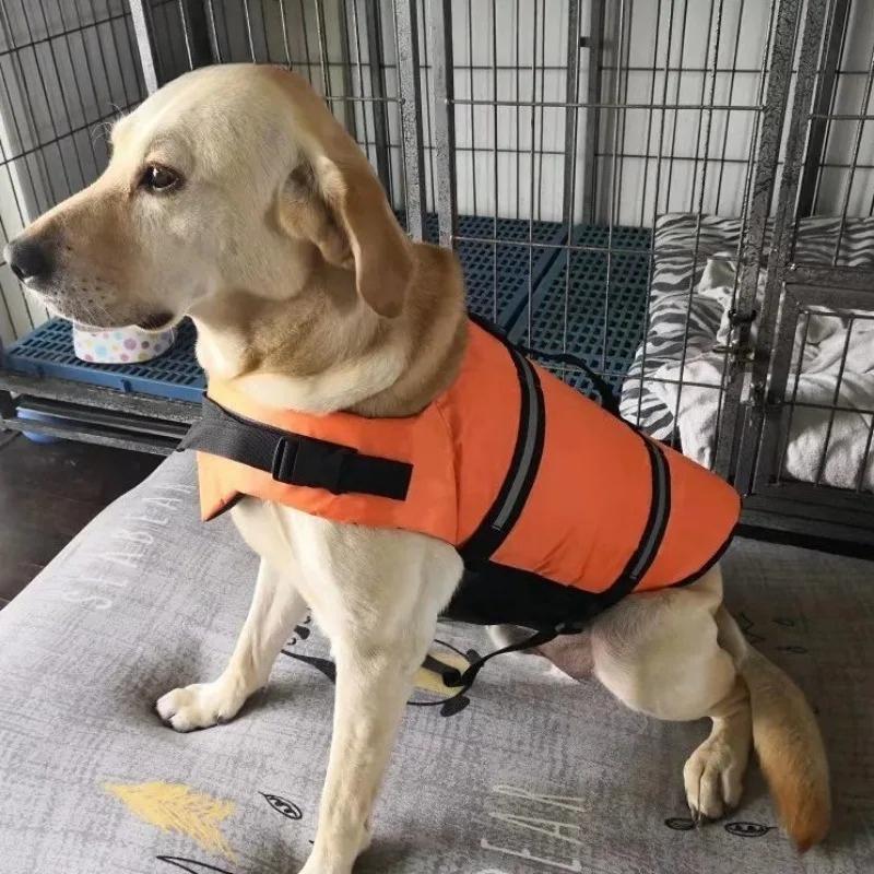 Summer Dog Life Jacket Reflective Adjustable Large Dogs Swimwear Safety Vest Surfing Sailboat Enhanced Buoyancy Pet Lifejackets