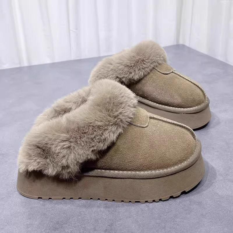 Mao Mao Thick-soled Slippers Women's Winter New Fur Integrated Outer Wear Heightening Bag Head Drag Thickened Velvet Snow Boots