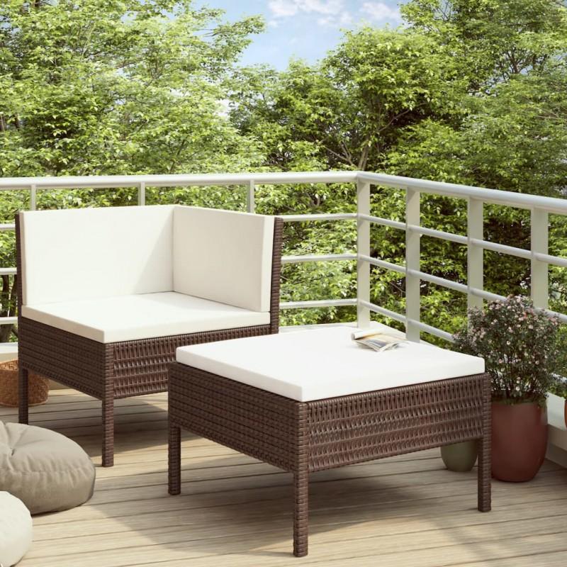 Day and Night - Day and Night 2-piece Garden Furniture Set with Brown PE Rattan Cushions
