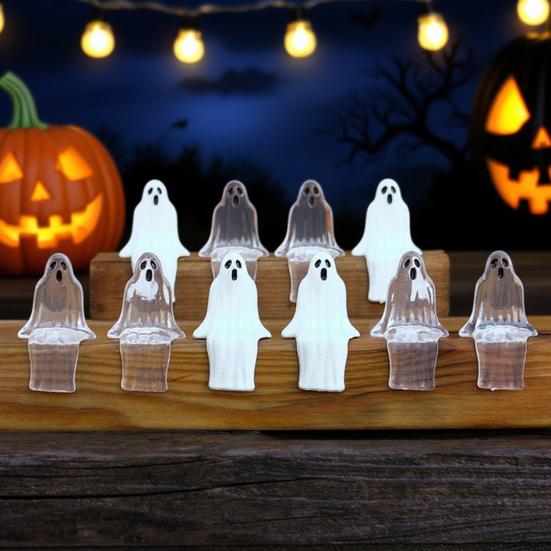 20 Pcs Mini Ghost Ornaments Sitting Ghost Miniatures Halloween Screaming or Smiling Ghost Decorations for Flower Pot Bookshelf Windowsill Edge