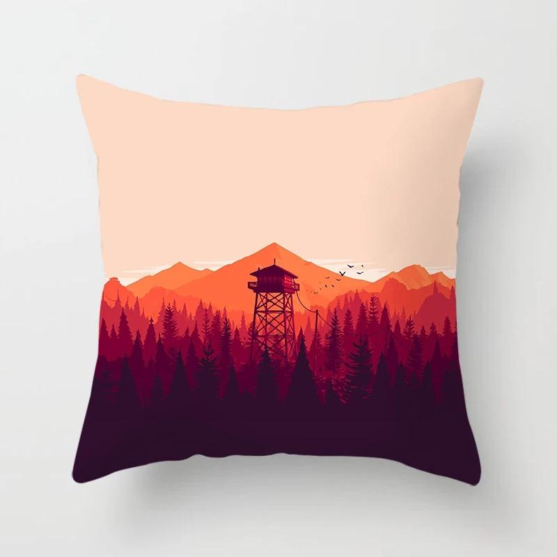 Office Living Room Home Pillowcase Car Ornaments Illustration Sunset Landscape Print Pillowcase