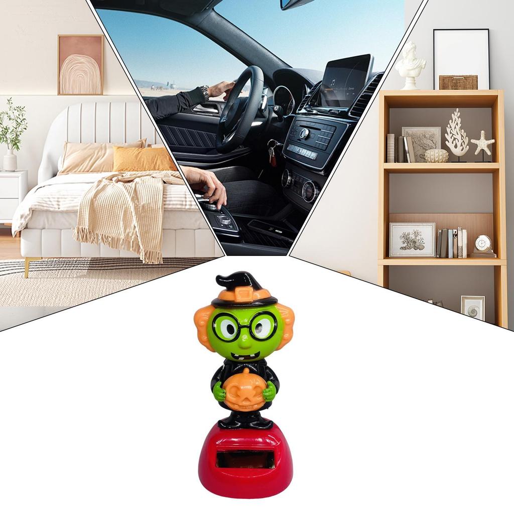 Solar Powered Dancing Figures Swinging Dancer Ornaments Halloween Animated Cartoon Dashboard Accessories For Vehicle Truck Home