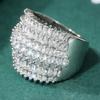 Luxury CopperColor Inlaid White CZ Women's Ring Geometry Daily Wear Party Jewelry