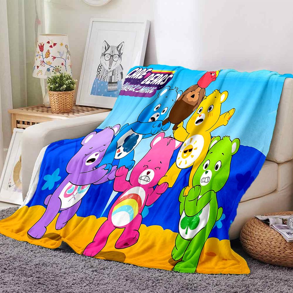 1pc Colorful Care Bears Collage flannel Blanket for Super Soft Cute Comfort Blanket for Travel Bedding Couch Sofa Blanket Y73036