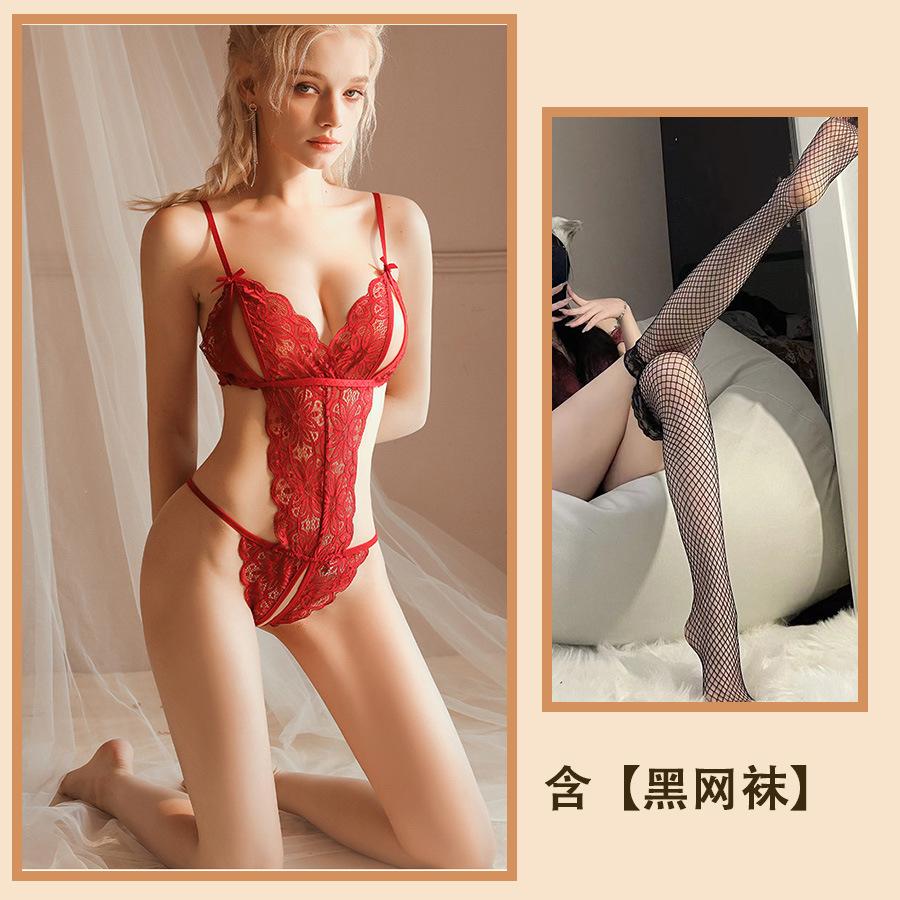 Sexy Lingerie Sexy Lace Hollow Onesie Uniform Passion Free Pajamas Hot Plus Size Set