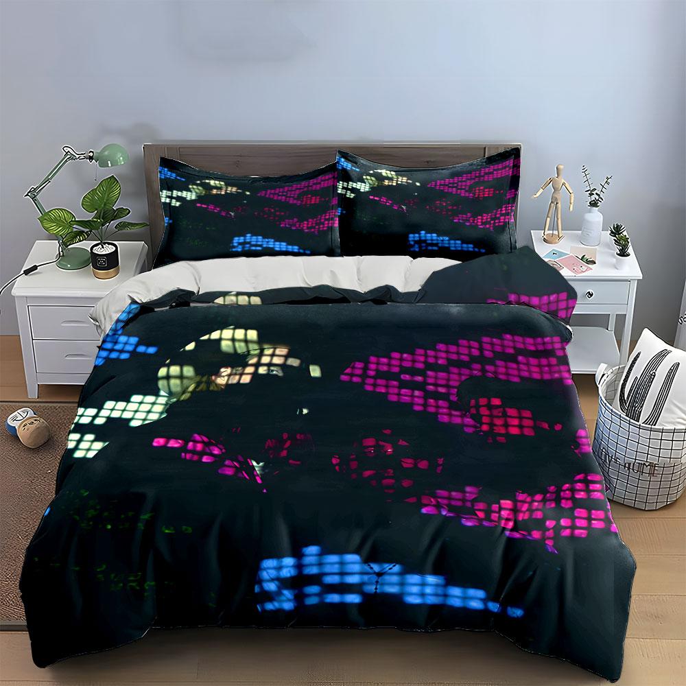 "Colorful Light Projection Set" Bedding Set with 1 Duvet Cover 2 Pillowcases Single Double King Queen, Gift