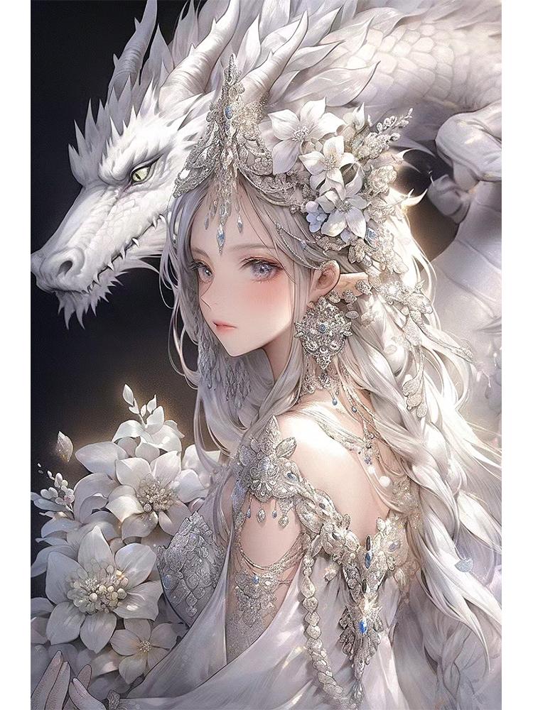 Diamond Painting Embroidery of the Zodiac and Anime Fairy Portrait Set 5DDIY Colorful Dragon, Rabbit, and Pig Home Decoration