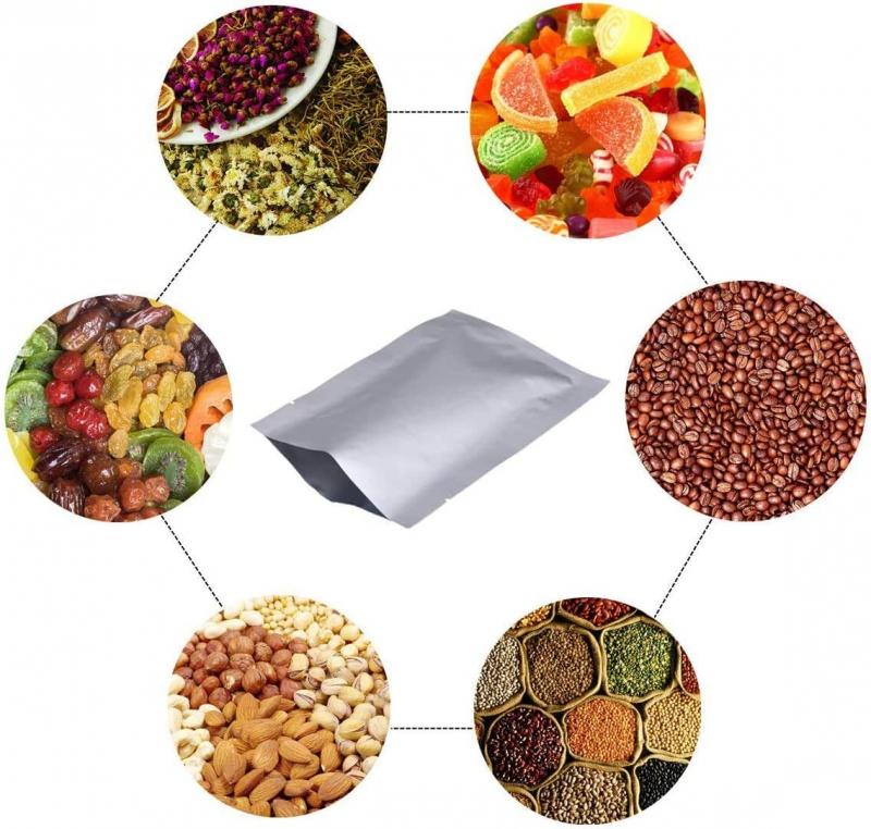 50 buc Pungi Argintii pentru Vidat din Folie de Aluminiu Mylar Pungi de Depozitare Kit Bucătărie Acasă Pentru Alimente Convenabile Nuci Premium