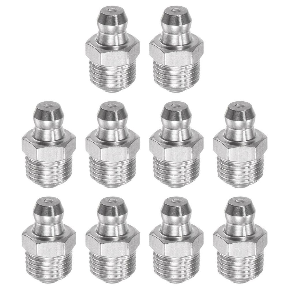 Industrial Strength Stainless Steel Grease Fitting M10 x 1mm Thread 10Pcs Suitable For Various Mechanical Equipment
